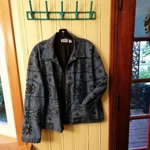 Chico's Cotton Beaded Silk Lined Jean Jacket, 3